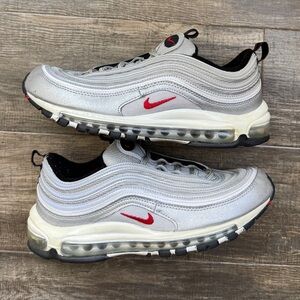 Nike Silver and Red Sneakers